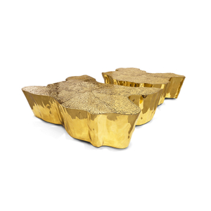 Popular Gold stainless steel tree trunk design metal coffee table
