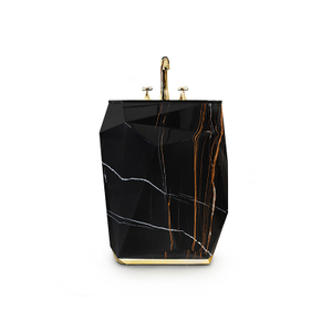  luxury acrylic freestanding pedestal black gold bathroom sinks
